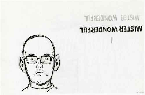 Clowes’ self-portrait for _Mister Wonderful_, courtesy of UChicago Special Collections Research Center