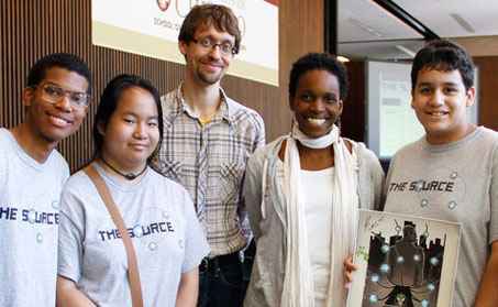 Patrick Jagoda and Melissa Gilliam with students.