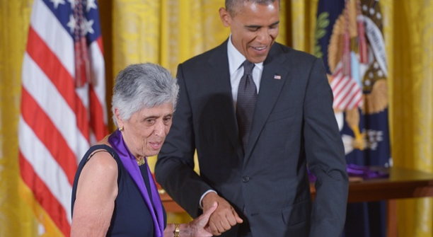 Joan Harris with President Obama