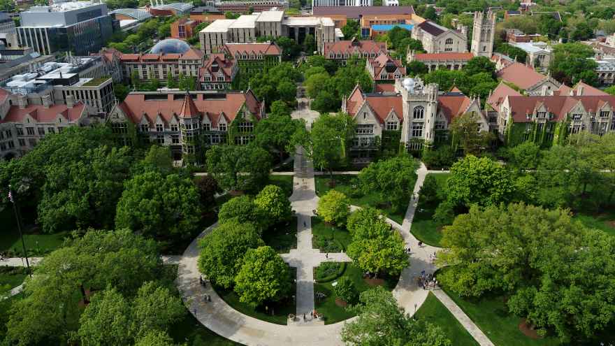 Aerial view of the University of Chicago campus 