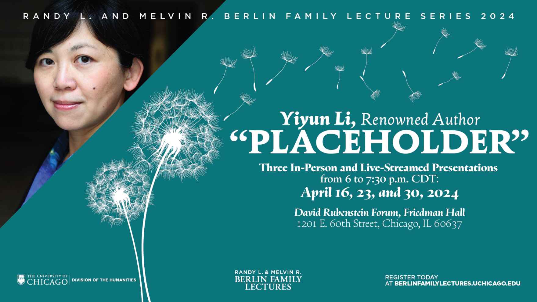 Yiyun Li is the Berlin Family Lecturer for 2024.