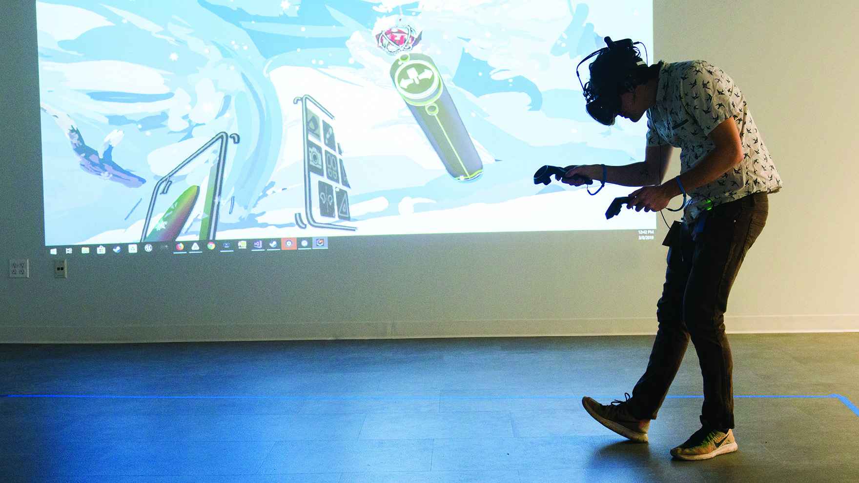 Person playing a VR video game