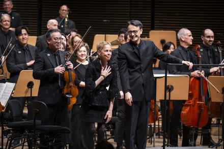 UChicago scholar Augusta Read Thomas at the world premiere of "Bebop Kaleidoscope" at the New York Philharmonic photo by Chris Lee